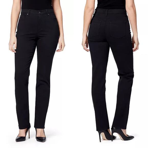 Gloria Vanderbilt Black Amanda Straight Leg High Rise Cotton Denim Jean - Picture 1 of 8